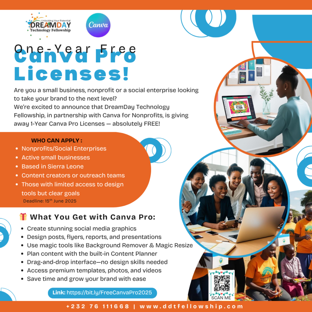 DreamDay Technology Fellowship x Canva – Apply for a 1-Year Canva Pro License!