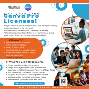 DreamDay Technology Fellowship x Canva – Apply for a 1-Year Canva Pro License!